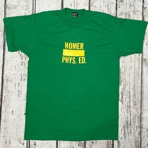 Vintage 1990s Homer Phys. Education Gym Green 90s Sports Crewneck Tshirt